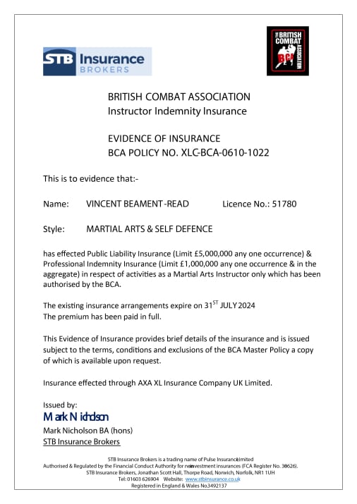 Martial Arts Boxing Academy Fully Insured